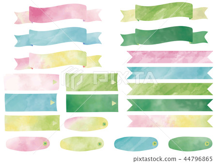 水彩風格標題和按鈕和功能區設置 44796865