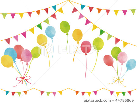 Watercolor style balloon & garland 44796869
