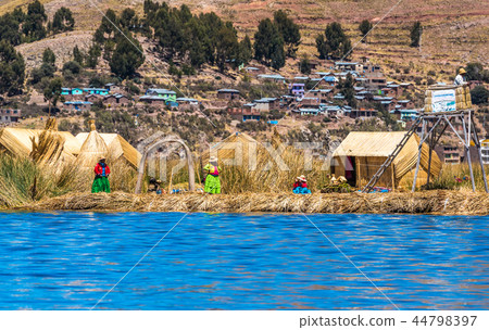 Uros floating islands of lake Titicaca, Peru. 44798397