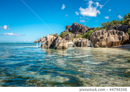 Tropical island beach, La Digue, Seychelles Tropical island beach, La Digue, Seychelles 44798398