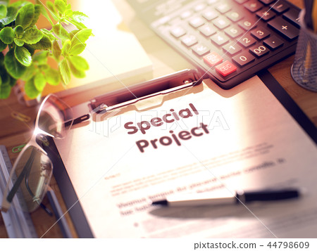 Special Project Concept on Clipboard. 3D Rendering. 44798609