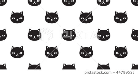 cat Seamless pattern vector black kitten calico cat Seamless pattern vector black kitten calico 44799555