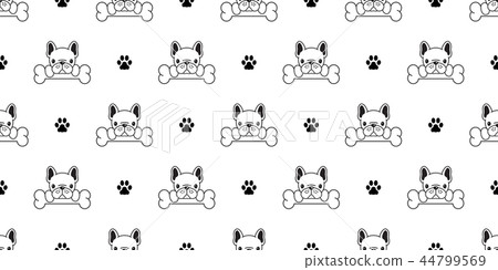 Dog seamless pattern vector french bulldog pug paw Dog seamless pattern vector french bulldog pug paw 44799569
