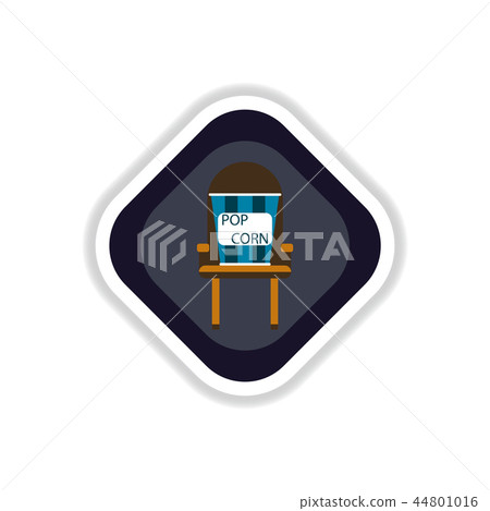 paper sticker on white background popcorn cinema 44801016