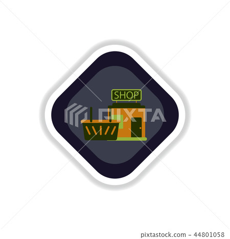 paper sticker on white background shop basket paper sticker on white background shop basket 44801058