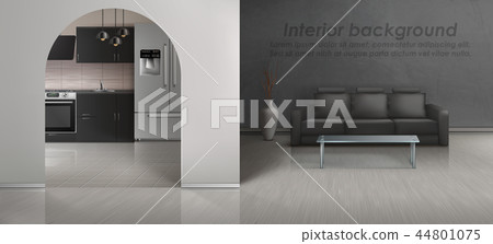 Vector interior mockup of loft apartment Vector interior mockup of loft apartment 44801075