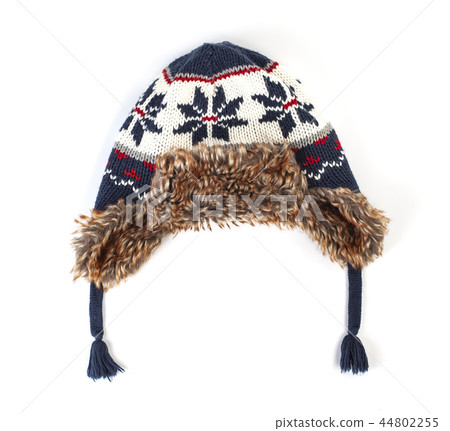 Hat with ear flaps isolated on white. Hat with ear flaps isolated on white. 44802255
