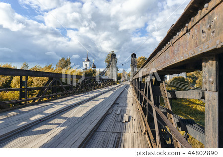 Suspension bridge across the river  44802890
