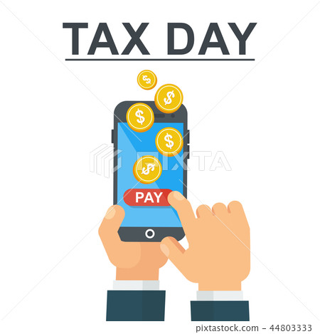 Tax day concept. Mobile Banking. Payments using a smartphone. Tax day concept. Mobile Banking. Payments using a smartphone. 44803333