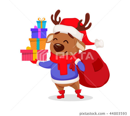 Merry Christmas. Cute deer wearing Santa Claus hat Merry Christmas. Cute deer wearing Santa Claus hat 44803593