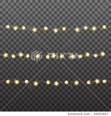 Gold garland decoration. Shiny golden decoration for Christmas and New Year celebration Gold garland decoration. Shiny golden decoration for Christmas and New Year celebration 44803667
