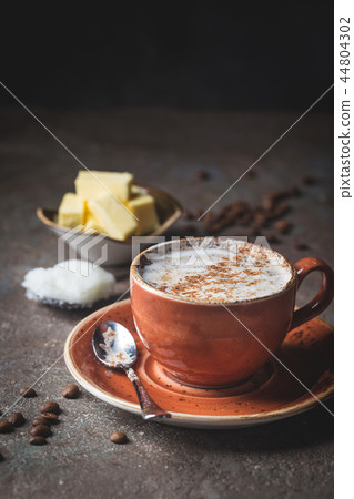Bulletproof coffee, keto breakfast. Bulletproof coffee, keto breakfast. 44804302