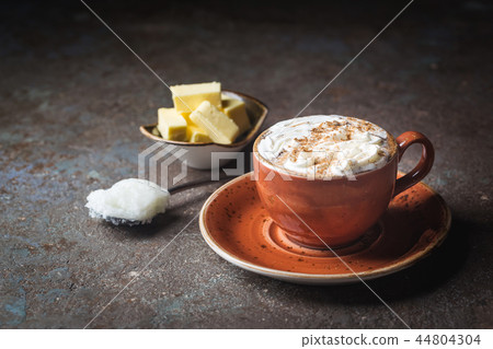 Bulletproof coffee, keto breakfast. 44804304