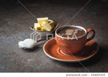 Bulletproof coffee, keto breakfast. 44804305