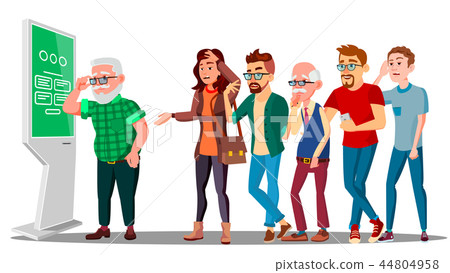 Problem Of Cash Withdrawal, Big Line Of People To Atm Vector. Isolated Illustration Problem Of Cash Withdrawal, Big Line Of People To Atm Vector. Isolated Illustration 44804958