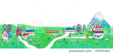 Town line, town line, illustration landscape, countryside Town line, town line, illustration landscape, countryside 44805462