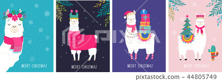 Llama winter illustration, cute design for nursery, poster, Merry christmas, birthday greeting card 44805749