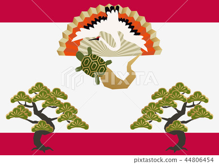 Good material for cranes and turtles. Japanese pattern. Collection of material of crane turtle and pine. 44806454