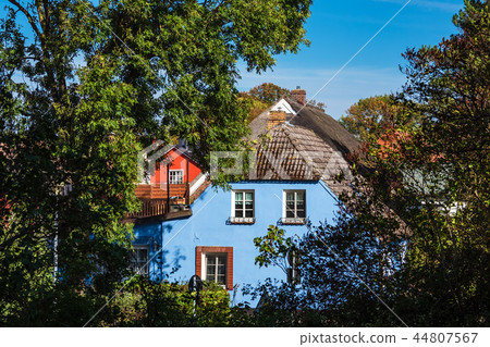 Buildings with blue sky in Wustrow, Germany Buildings with blue sky in Wustrow, Germany 44807567