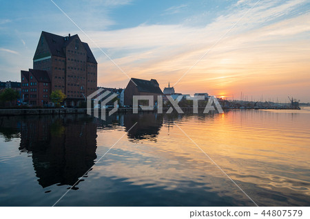 Sunset on the river Warnow in the city Rostock Sunset on the river Warnow in the city Rostock 44807579