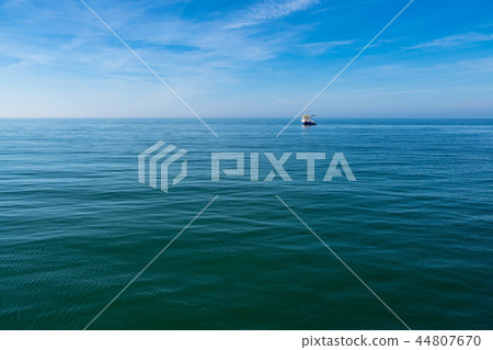 Ship on shore of the Baltic Sea in Wustrow 44807670