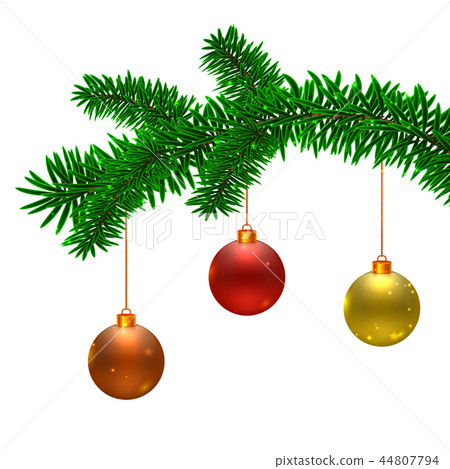 vector fir tree branch and christmas balls - Stock Illustration ...