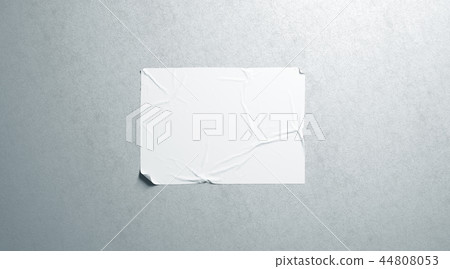 Blank white wheatpaste adhesive horizontal poster mockup on textured wall 44808053