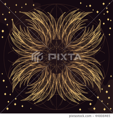 Vector illustration of golden wings on dark background. Vector illustration of golden wings on dark background. 44808465