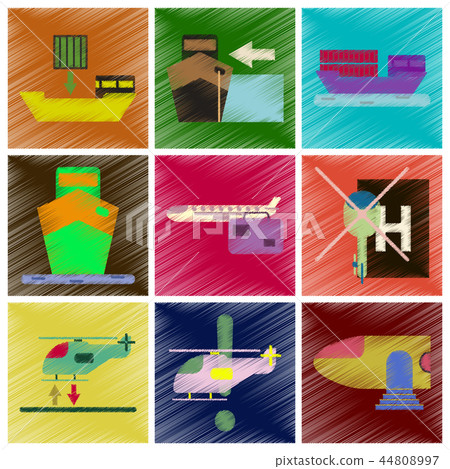 Set of Flat Icons in Shading Style logistics Set of Flat Icons in Shading Style logistics 44808997