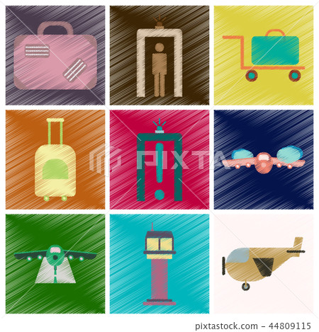 Set of Flat Icons in Shading Style Airport Set of Flat Icons in Shading Style Airport 44809115