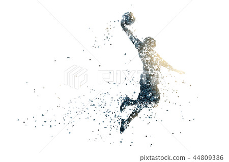 Pointillism style basketball silhouette, PNG background transparent 44809386