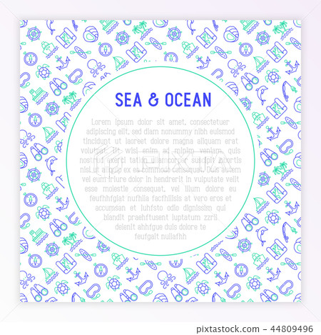 Sea and ocean journey concept with thin line icons 44809496