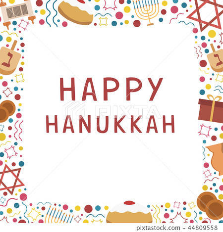 Frame with Hanukkah holiday flat design icons Frame with Hanukkah holiday flat design icons 44809558
