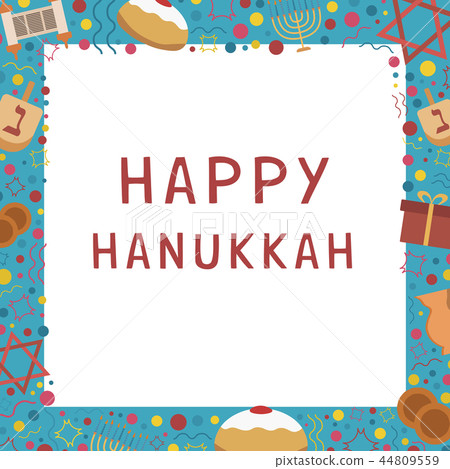 Frame with Hanukkah holiday flat design icons Frame with Hanukkah holiday flat design icons 44809559
