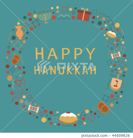 Frame with Hanukkah holiday flat design icons Frame with Hanukkah holiday flat design icons 44809626