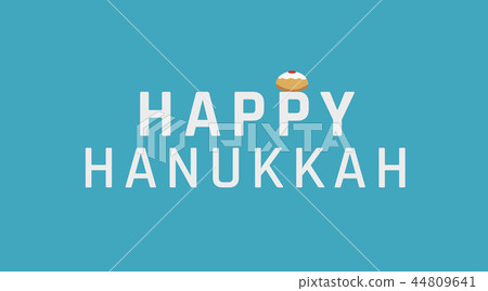 Hanukkah holiday greeting with sufganiyah icon Hanukkah holiday greeting with sufganiyah icon 44809641
