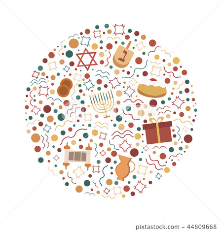 Hanukkah holiday flat design icons set Hanukkah holiday flat design icons set 44809668