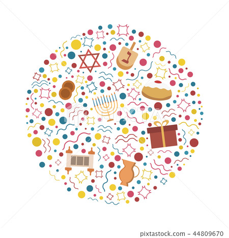 Hanukkah holiday flat design icons set Hanukkah holiday flat design icons set 44809670