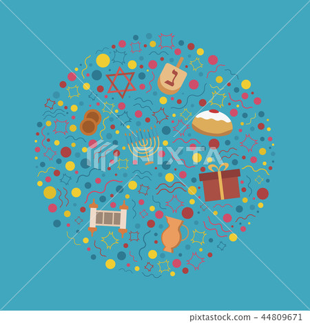 Hanukkah holiday flat design icons set Hanukkah holiday flat design icons set 44809671