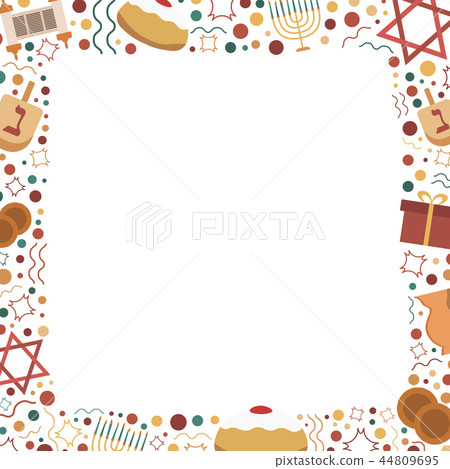 Frame with Hanukkah holiday flat design icons Frame with Hanukkah holiday flat design icons 44809695