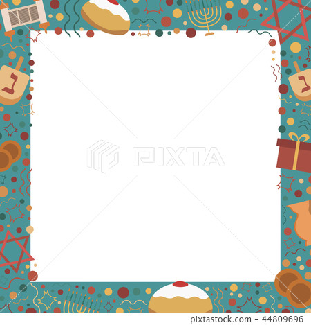 Frame with Hanukkah holiday flat design icons 44809696