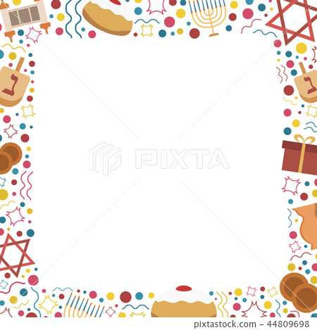 Frame with Hanukkah holiday flat design icons Frame with Hanukkah holiday flat design icons 44809698
