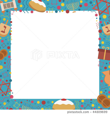 Frame with Hanukkah holiday flat design icons Frame with Hanukkah holiday flat design icons 44809699