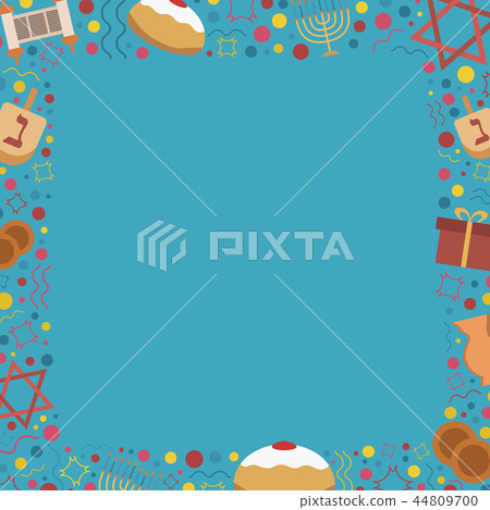Frame with Hanukkah holiday flat design icons 44809700