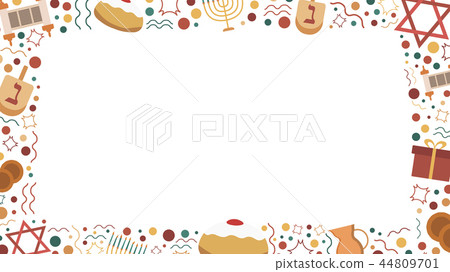 Frame with Hanukkah holiday flat design icons 44809701