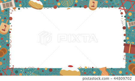 Frame with Hanukkah holiday flat design icons 44809702