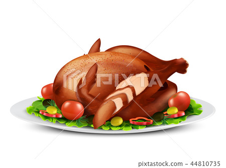 roasted turkey or chicken with vegetables 44810735