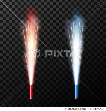 Creative vector illustration of firework fountain of sparks salute isolated on transparent 44812552