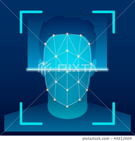Creative vector illustration of biometric face verification scan, identification scanning system on Creative vector illustration of biometric face verification scan, identification scanning system on 44812604