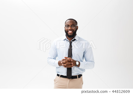 Headshot of successful smiling cheerful african american businessman executive stylish company Headshot of successful smiling cheerful african american businessman executive stylish company 44812609